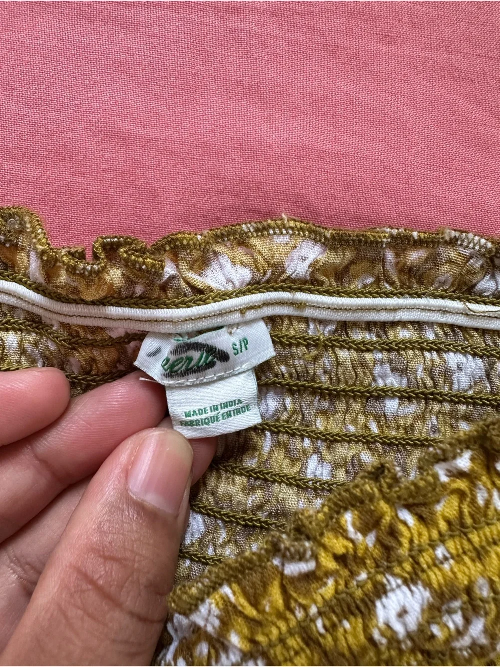 aerie Mustard Yellow Smocked Floral Tube Top